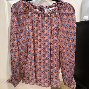 Marie Oliver Geometric Blouse - Blue and Pink